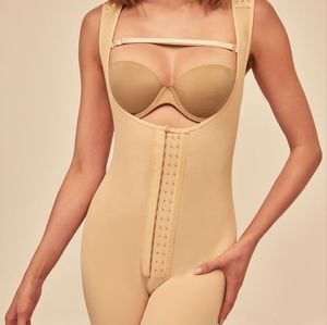 Brand New Adjustable Underbust Mid Thigh Lace Bodysuit Control Shapewear Nude 3X
